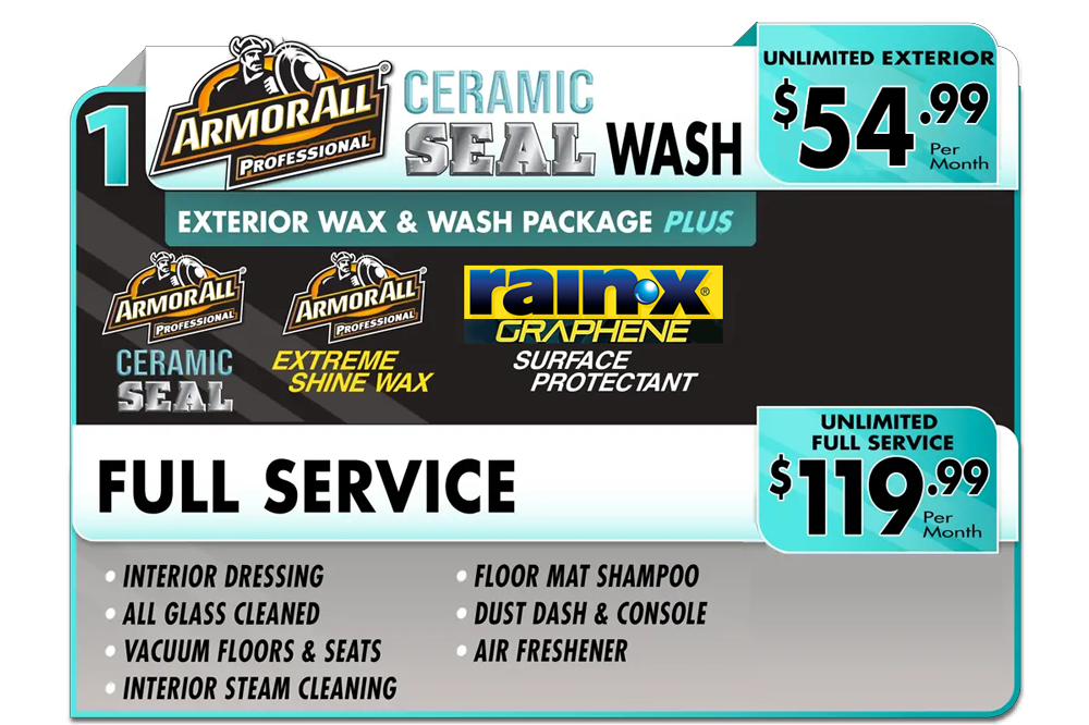 ceramic unlimited exterior and full service car wash menu
