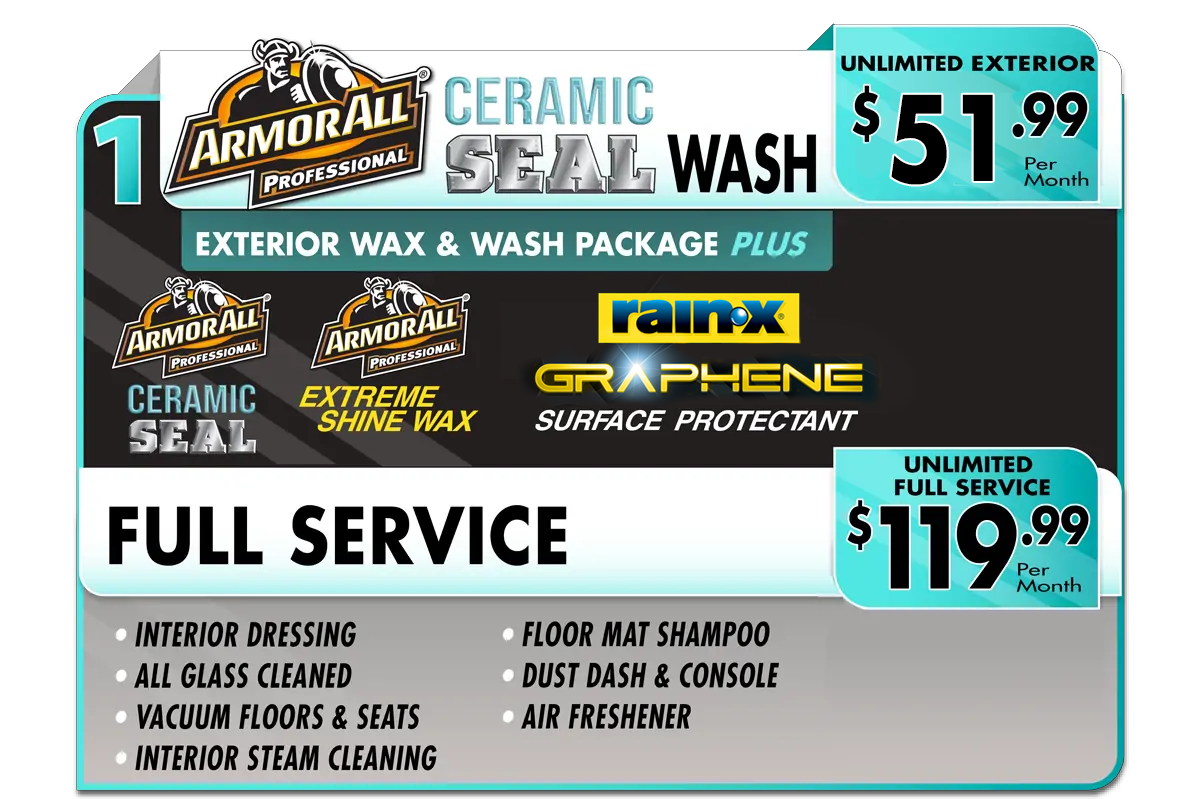 ceramic unlimited exterior and full service car wash menu
