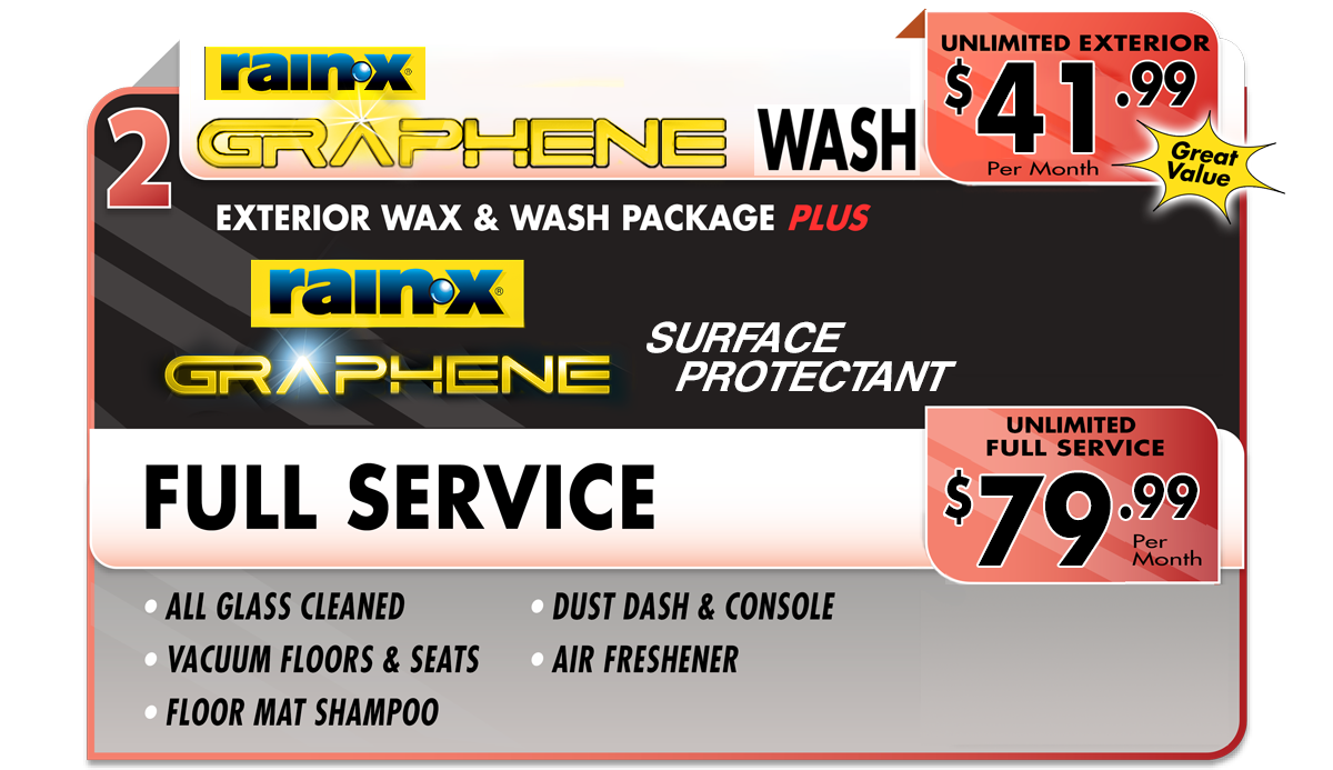 rain-x unlimited exterior and full service car wash menu