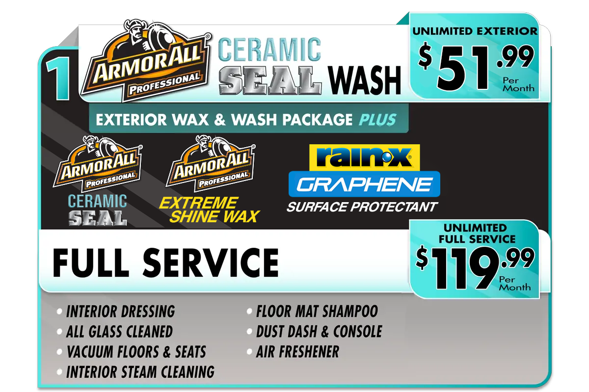 ceramic unlimited exterior and full service car wash menu